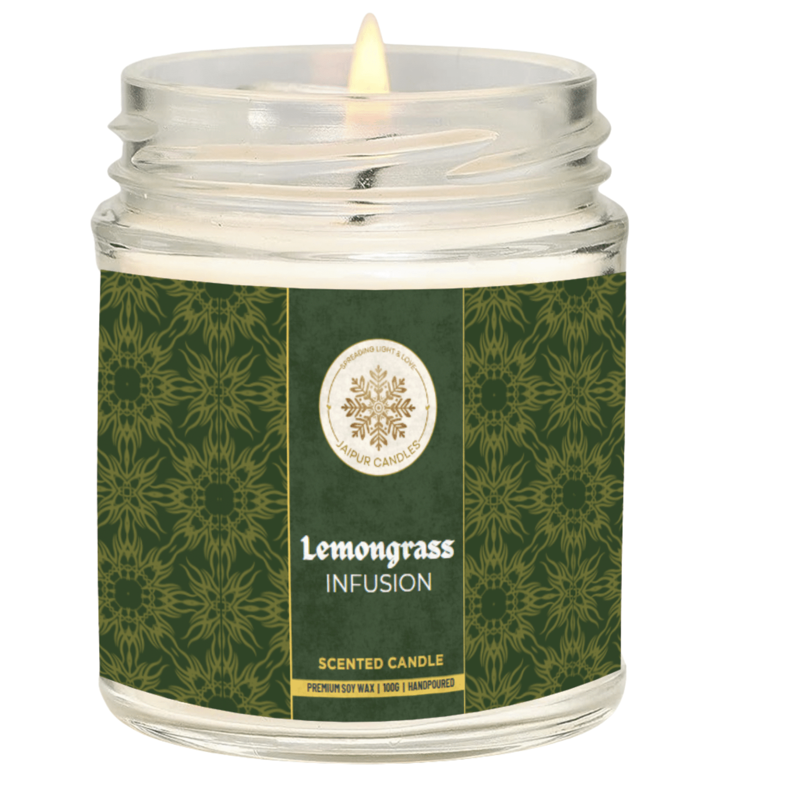 Jaipur Candles Lemongrass Scented Candle (100% Soy Wax)- Handcrafted-100g