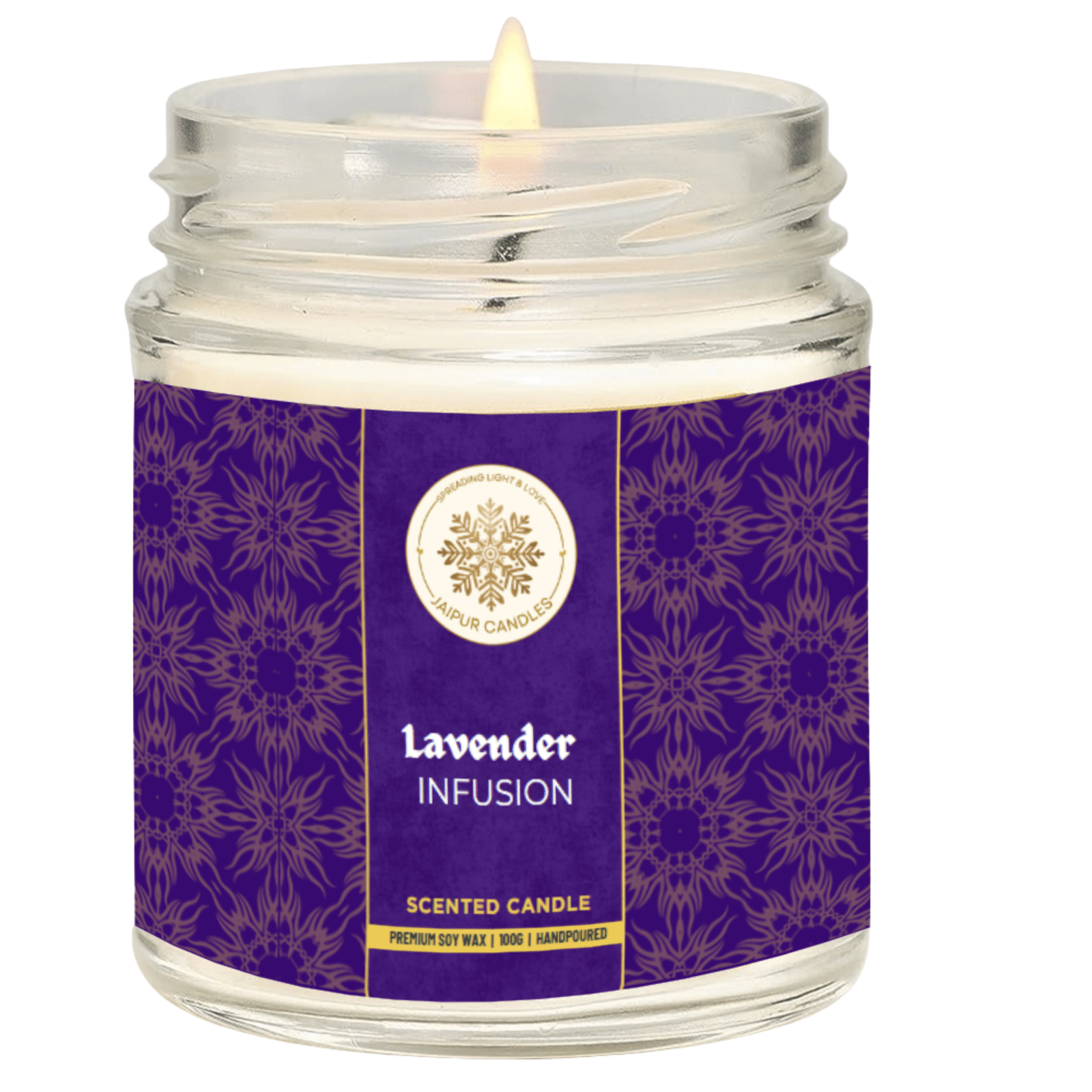 Jaipur Candles Lavender Scented Candle (100% Soy Wax)- Handcrafted-100g