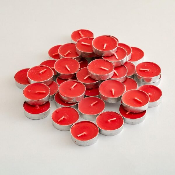 Jaipur Candles Scented 50 Tea Lights Candles | Smokeless, Dripless & Long Lasting Soy Tea Candles (Red)