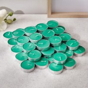 Jaipur Candles Scented 50 Tea Lights Candles | Smokeless, Dripless & Long Lasting Soy Tea Candles (Green)