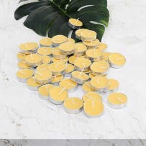Jaipur Candles Scented 50 Tea Lights Candles | Smokeless, Dripless & Long Lasting Soy Tea Candles (Yellow)