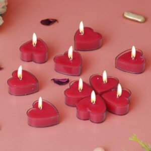 Jaipur Candles Scented 40 Heart Shape Tea Lights Candles | Smokeless, Dripless & Long Lasting Soy Tea Candles (Pink)