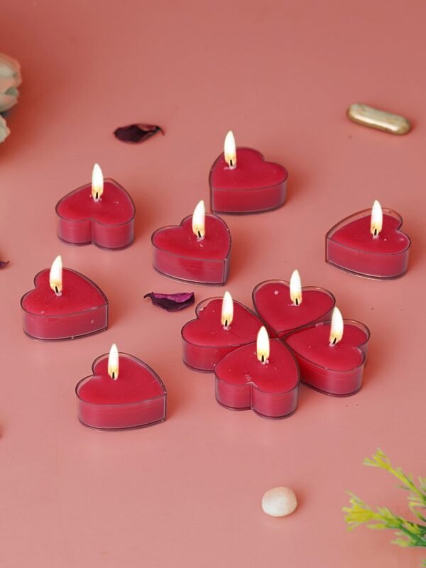 Jaipur Candles Scented 40 Heart Shape Tea Lights Candles | Smokeless, Dripless & Long Lasting Soy Tea Candles (Pink)