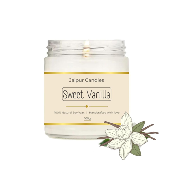 Jaipur Candles Sweet Vanilla Scented Candle | 100 Grams, 1 Candle