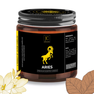 Jaipur Candles Zodiac Sign Scented Candle, Vanilla & Tobacco Fragrance, 20+ Hours Burn Time, Handcrafted (Aries)