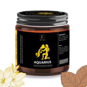 Jaipur Candles Zodiac Sign Scented Candle, Vanilla & Tobacco Fragrance, 20+ Hours Burn Time, Handcrafted (Aquarius)