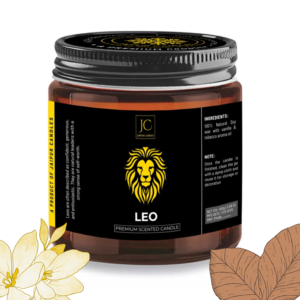 Jaipur Candles Zodiac Sign Scented Candle, Vanilla & Tobacco Fragrance, 20+ Hours Burn Time, Handcrafted (Leo)