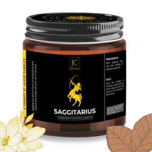 Jaipur Candles Zodiac Sign Scented Candle, Vanilla & Tobacco Fragrance, 20+ Hours Burn Time, Handcrafted (Sagittarius)