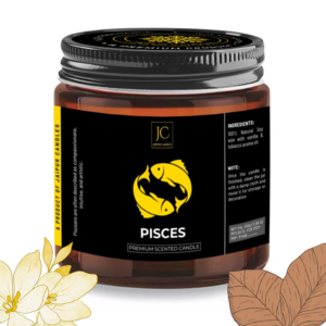 Jaipur Candles Zodiac Sign Scented Candle, Vanilla & Tobacco Fragrance, 20+ Hours Burn Time, Handcrafted (Pisces)