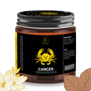 Jaipur Candles Zodiac Sign Scented Candle, Vanilla & Tobacco Fragrance, 20+ Hours Burn Time, Handcrafted (Cancer)