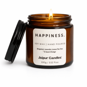 Jaipur Candles Scented Amber Jar Candle, 100g, for Meditation, Relaxation, Study and Focus, Home Decor